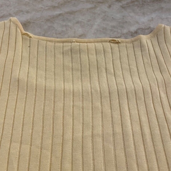 Talbots Women's Ribbed Short Sleeve Shirt; Square Neck; Yellow; Large - Picture 5 of 5
